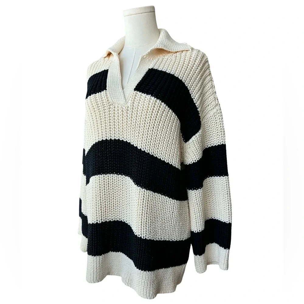 Zara Striped V Neck Sweater - Picture 3 of 11